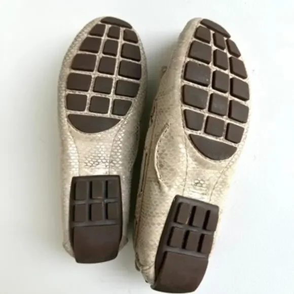 Marc Joseph NY Cypress Hill Moccasins Beige Snakeskin Loafers Women 7.5 Comfort - Picture 6 of 10